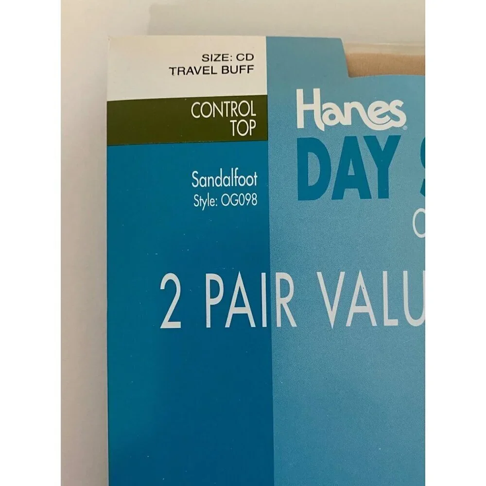 Hanes Vintage 90’s Day Sheer Control Top 2 Pair Size CD Travel Buff Sandalfoot‎